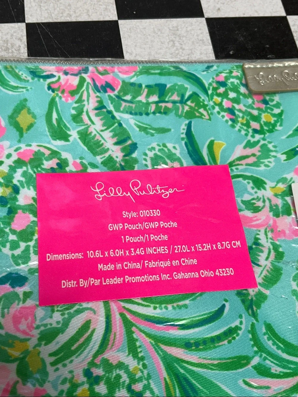 Lilly Pulitzer Turquoise & Pink Floral Zip Pouch - Picture 3 of 5
